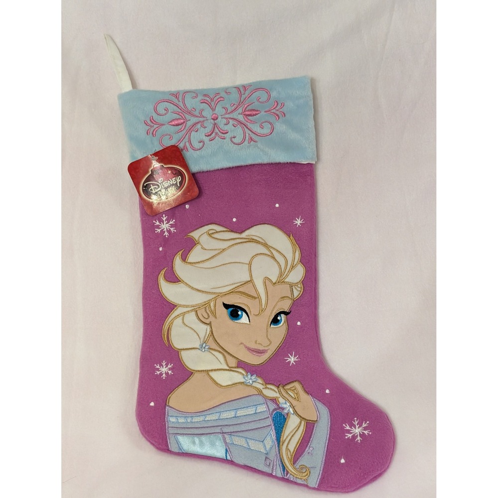 Disney Frozen Elsa Christmas Stocking Purple Embroidered Prima Creations NWT
